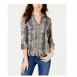 INC PL Snake Print Printed Ruched Blouse 4K88